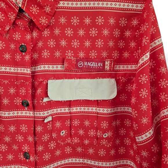 Magellan Outdoors Fish Gear Womens Red Holiday Relaxed Fit Shirt Large - Picture 7 of 16